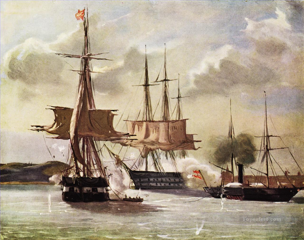 ヴィルヘルム・ペダーセン スラゲットとエッカーンフォルデのシーン 1849 年海戦油絵